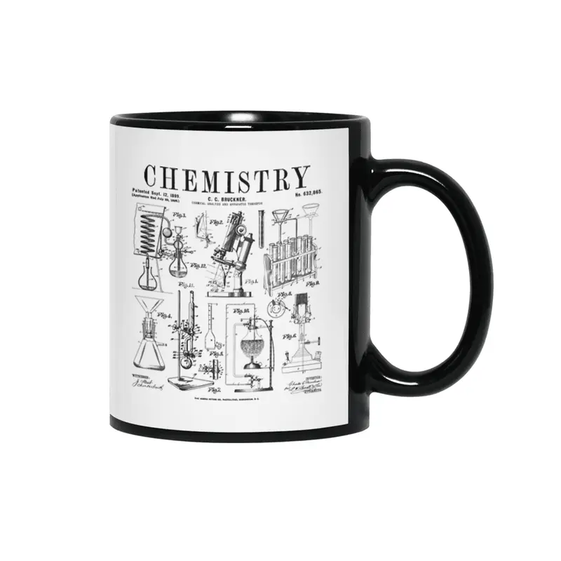 Chemistry Teacher Student Science Laboratory Vintage Patent Siyah Kupa