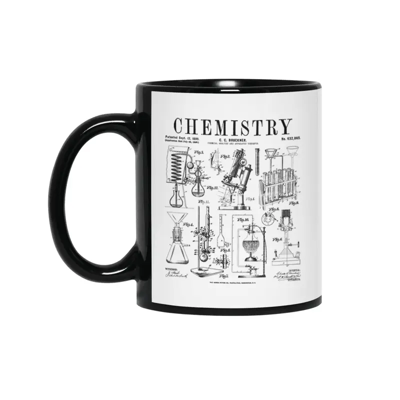 Chemistry Teacher Student Science Laboratory Vintage Patent Siyah Kupa