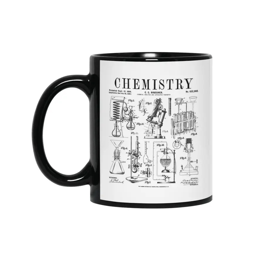 Chemistry Teacher Student Science Laboratory Vintage Patent Siyah Kupa