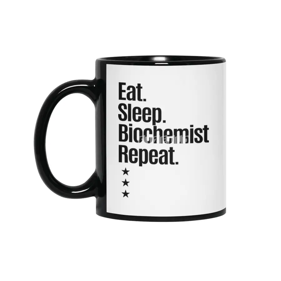 Eat Sleep Biochemist Repeat Job Title Gift Siyah Kupa