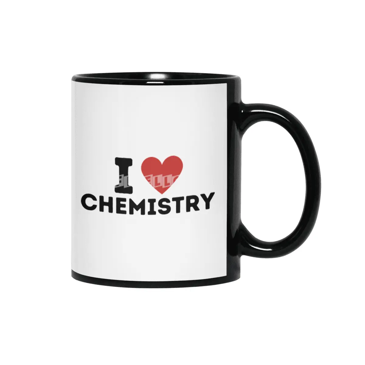 I Love Chemistry Simple Heart Design Siyah Kupa