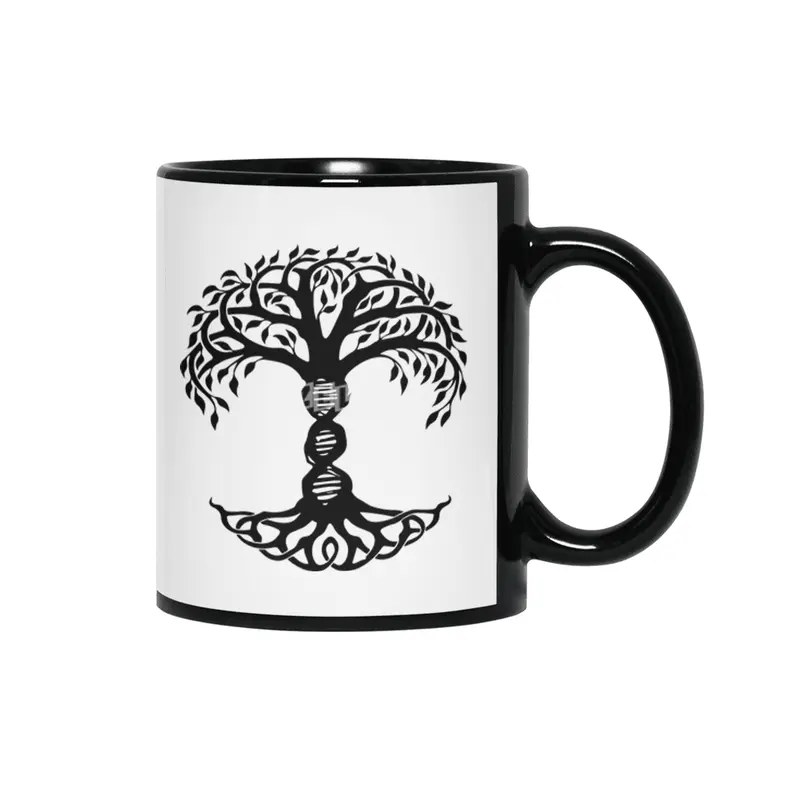 Copy of DNA Tree of Life Genetics Biology Science gift viking theme Siyah Kupa