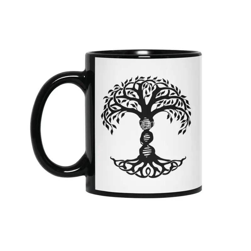 Copy of DNA Tree of Life Genetics Biology Science gift viking theme Siyah Kupa