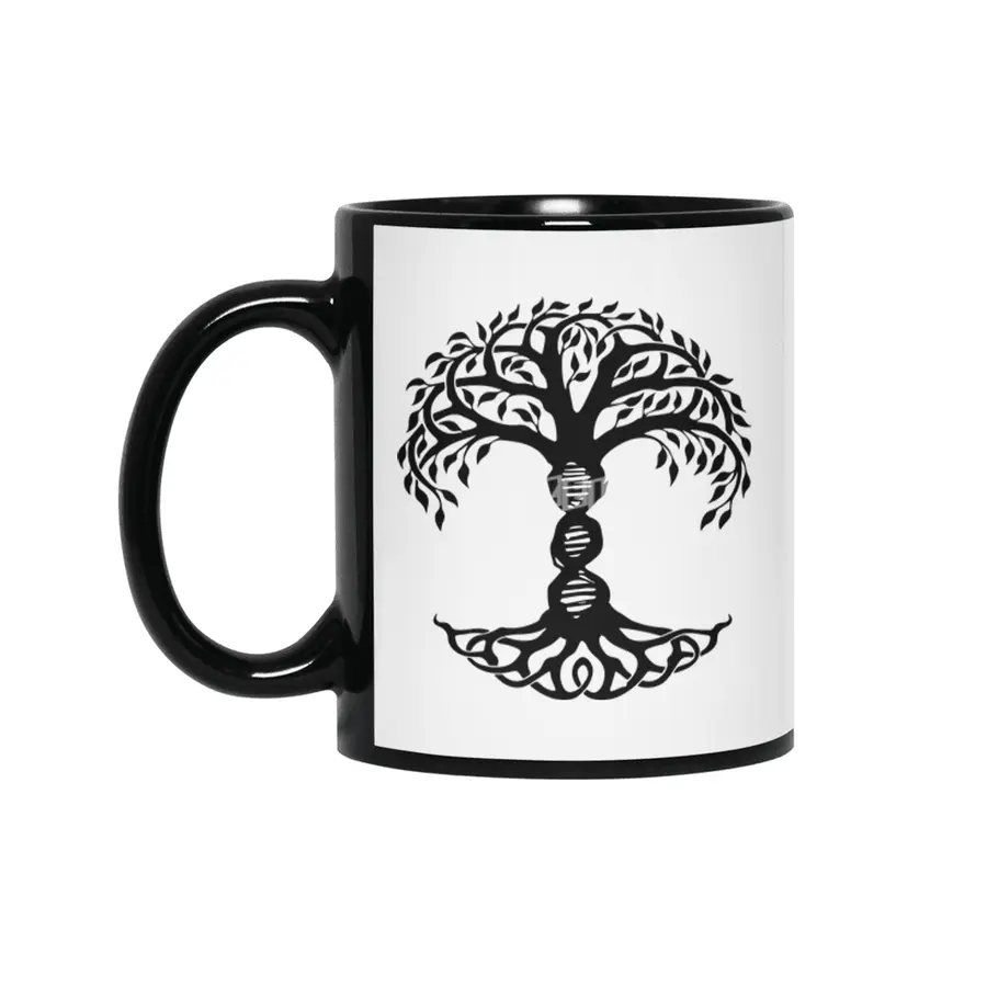 Copy of DNA Tree of Life Genetics Biology Science gift viking theme Siyah Kupa