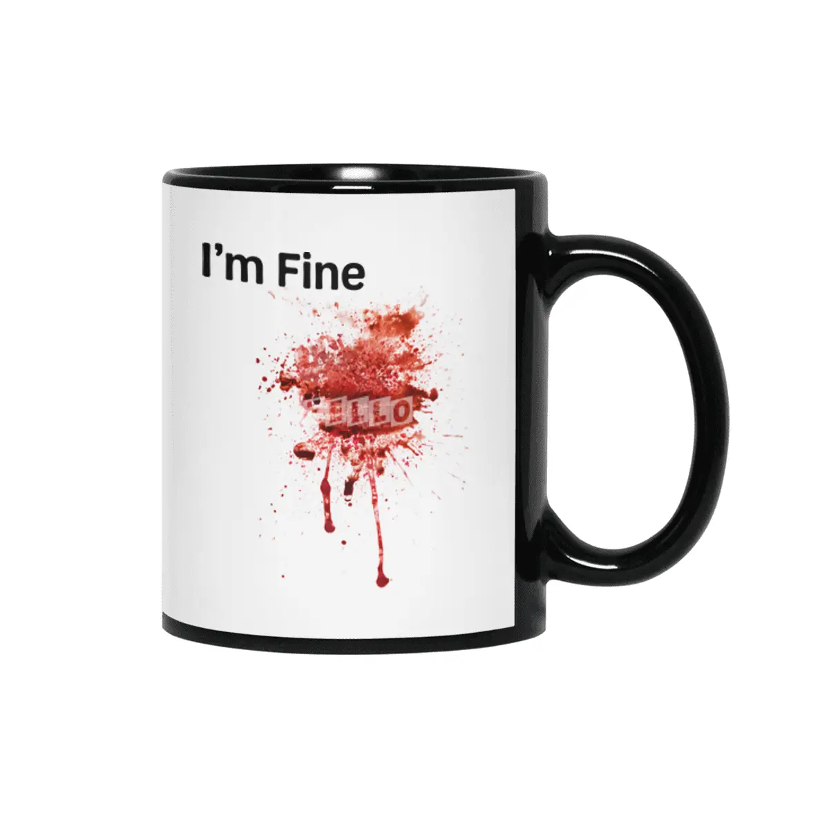 I'm Fine Movie Bloody Zombie Sarcastic Very Funny Tee Siyah Kupa