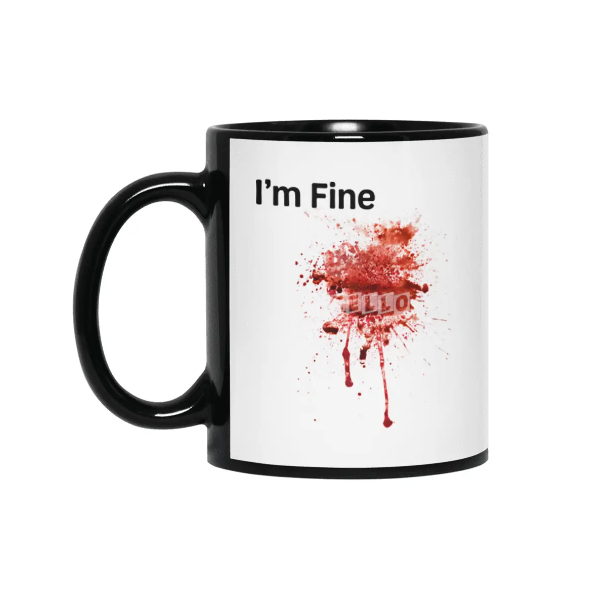 I'm Fine Movie Bloody Zombie Sarcastic Very Funny Tee Siyah Kupa