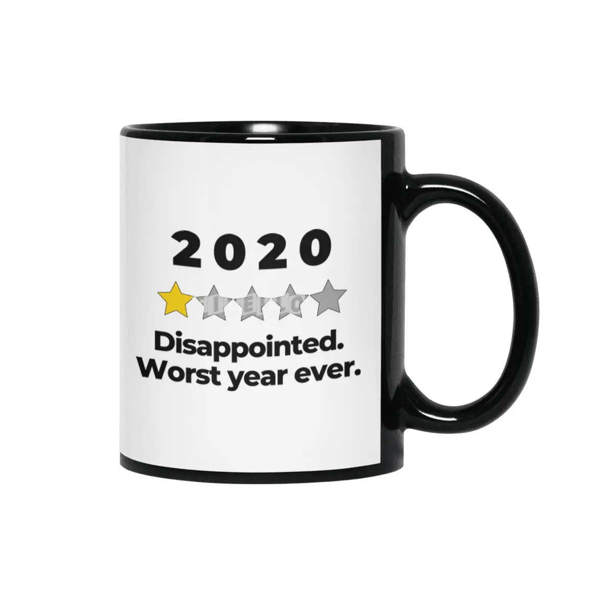 2020 Bad Year Review One Star Rating Cute Funny Joke October September Sarcastic Class Motivational Siyah Kupa
