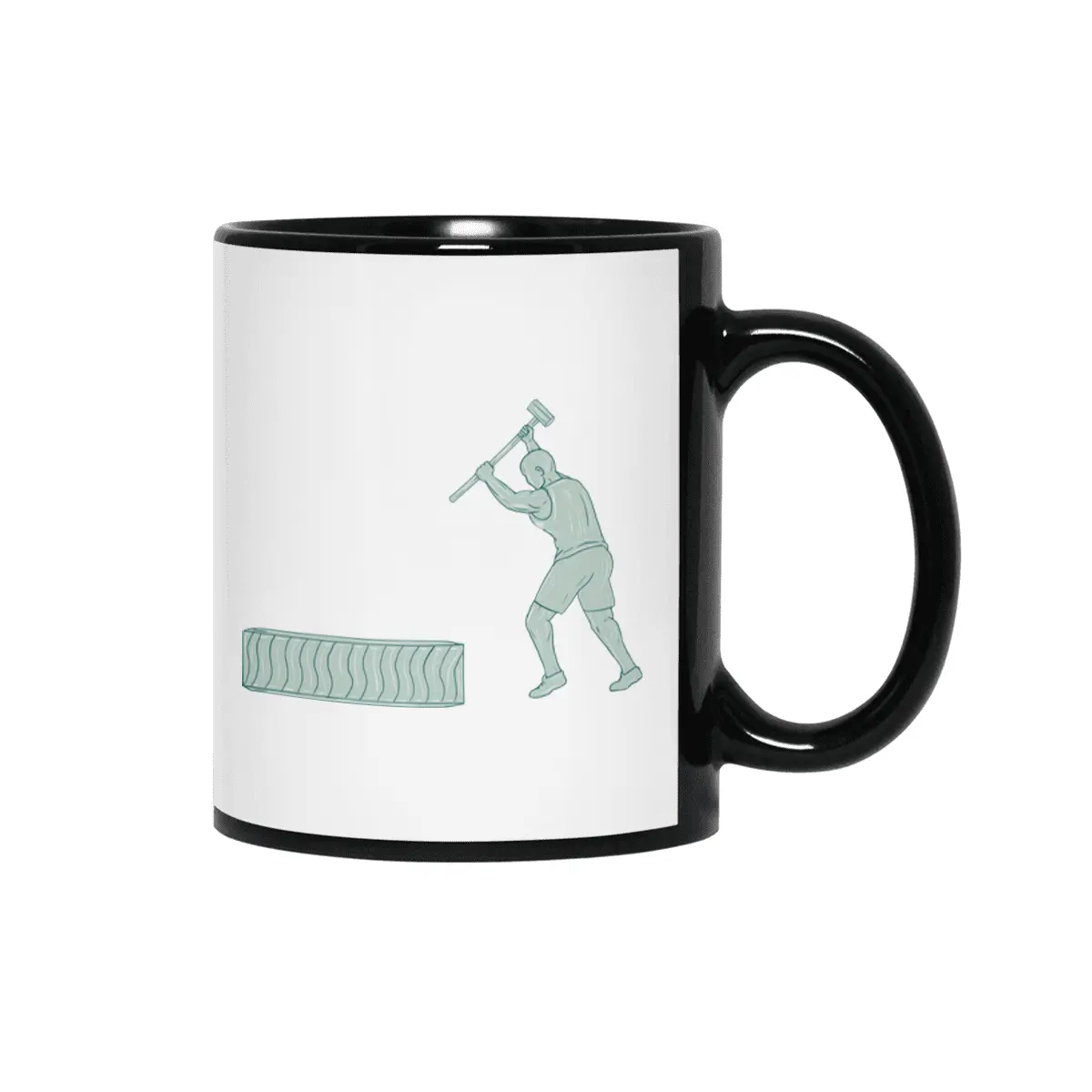 Fitness Athlete Sledge Hammer Striking Tire Drawing Siyah Kupa
