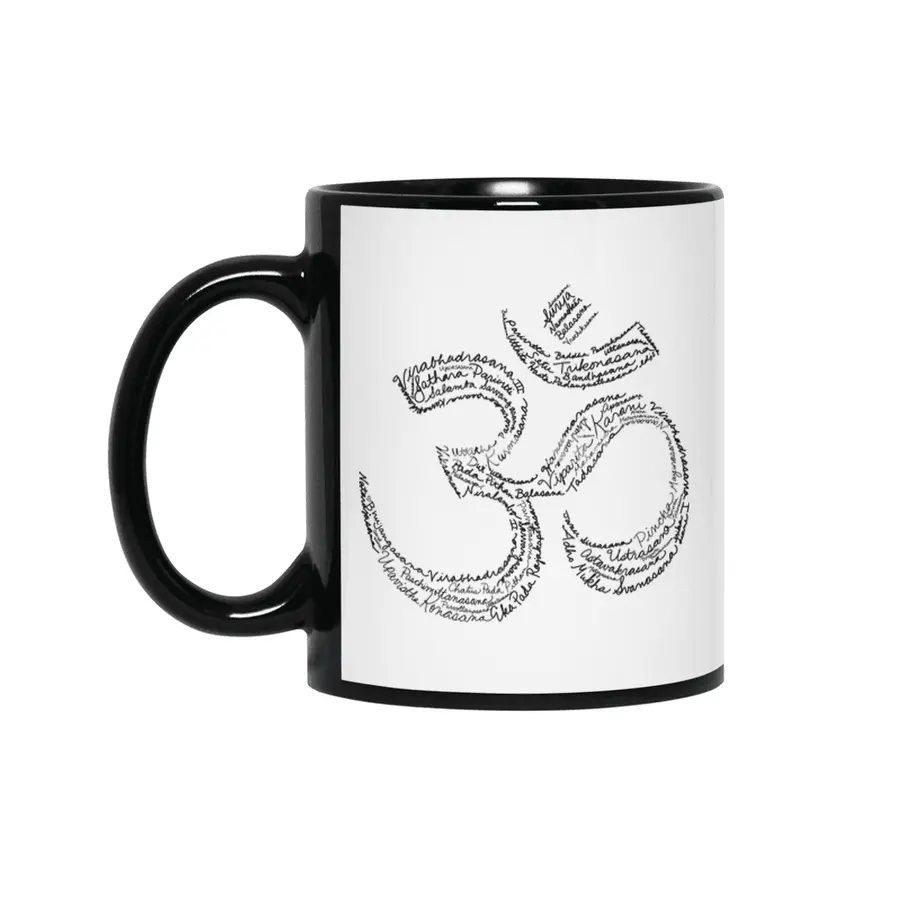 Yoga Om Word Art Siyah Kupa