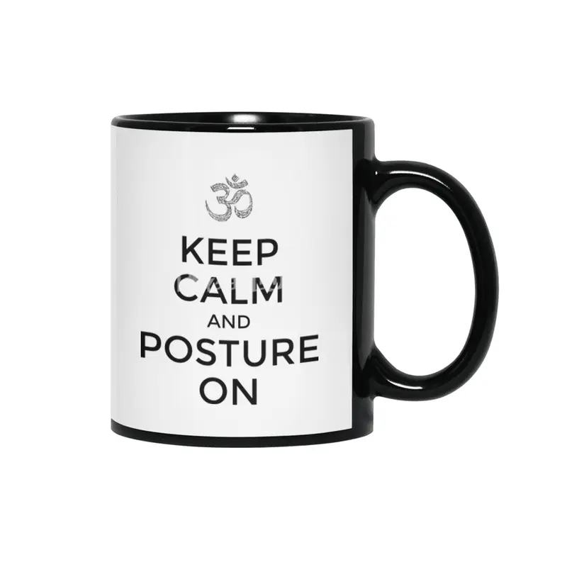 Yoga posture - keep calm Siyah Kupa