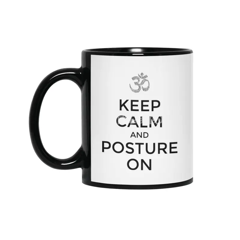 Yoga posture - keep calm Siyah Kupa