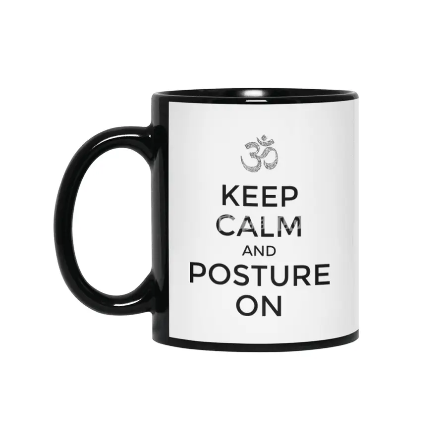 Yoga posture - keep calm Siyah Kupa