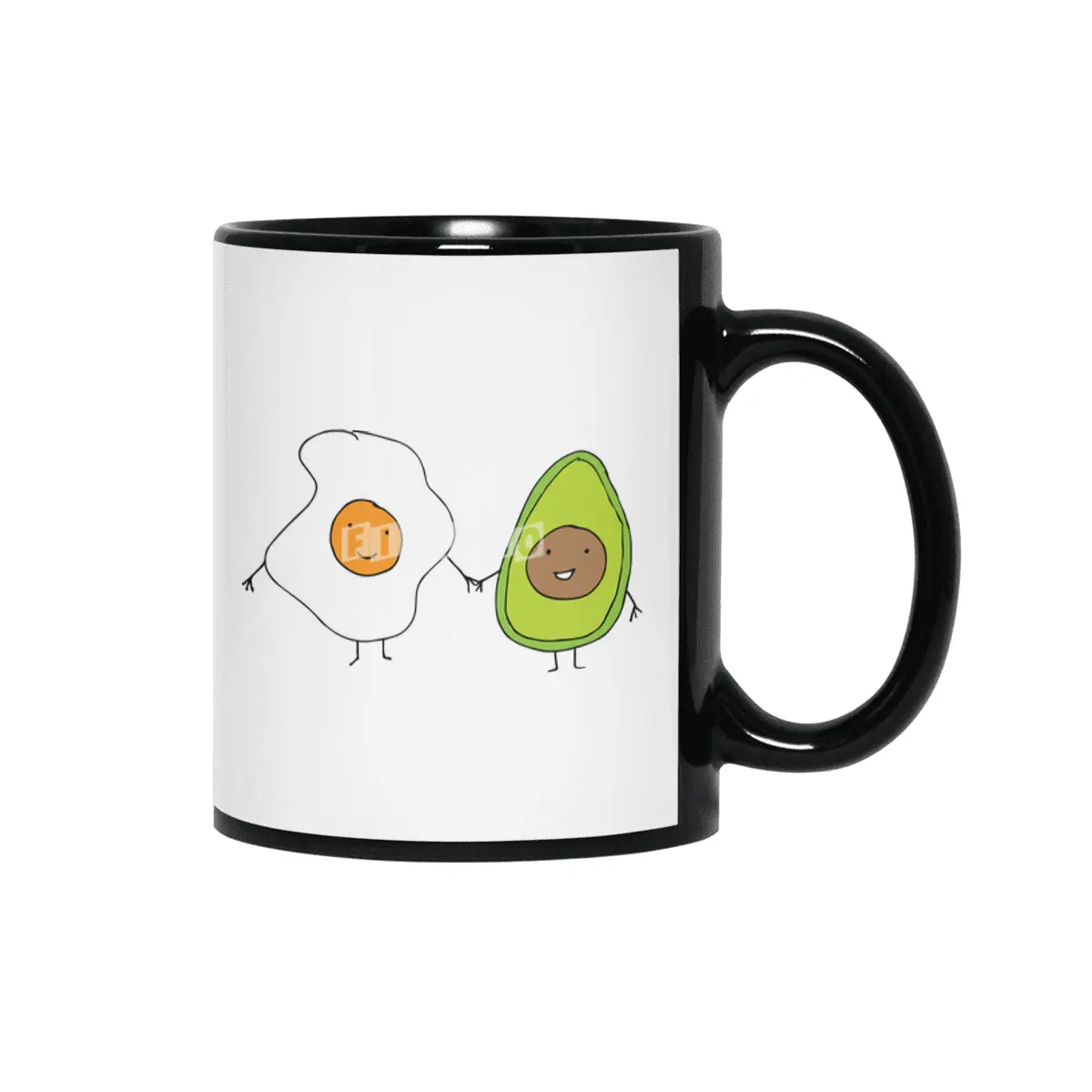 Egg and Avocado Friends Siyah Kupa