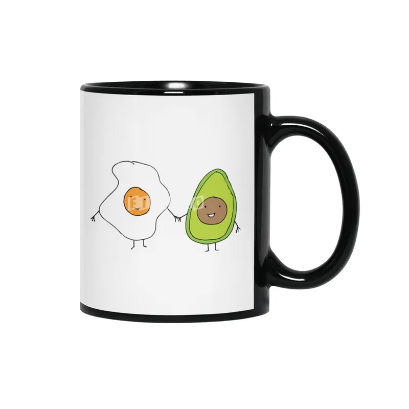 Egg and Avocado Friends Siyah Kupa
