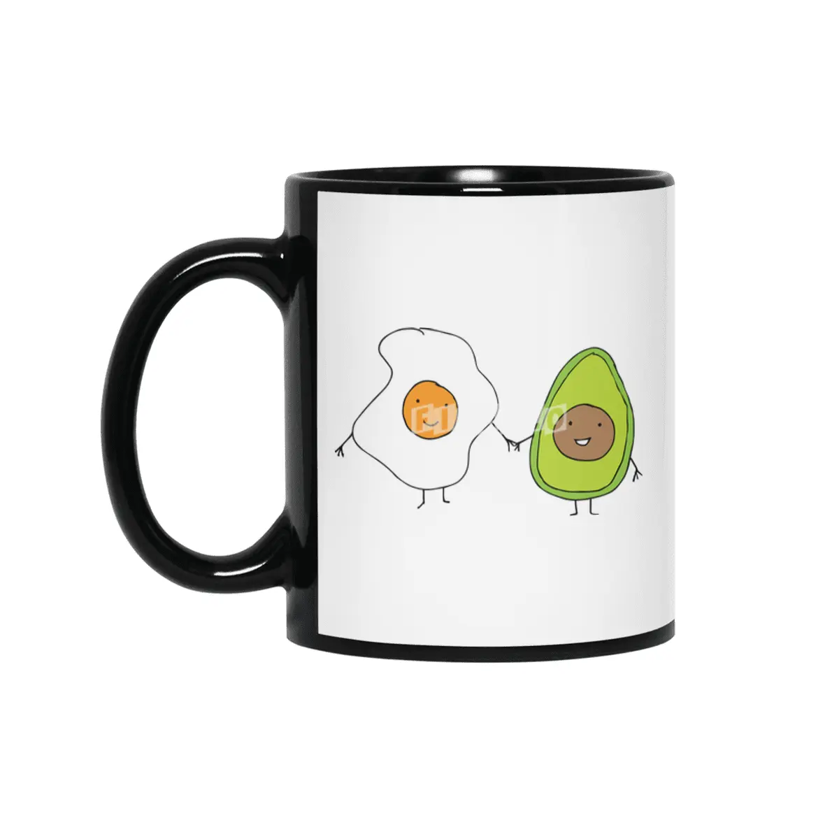 Egg and Avocado Friends Siyah Kupa