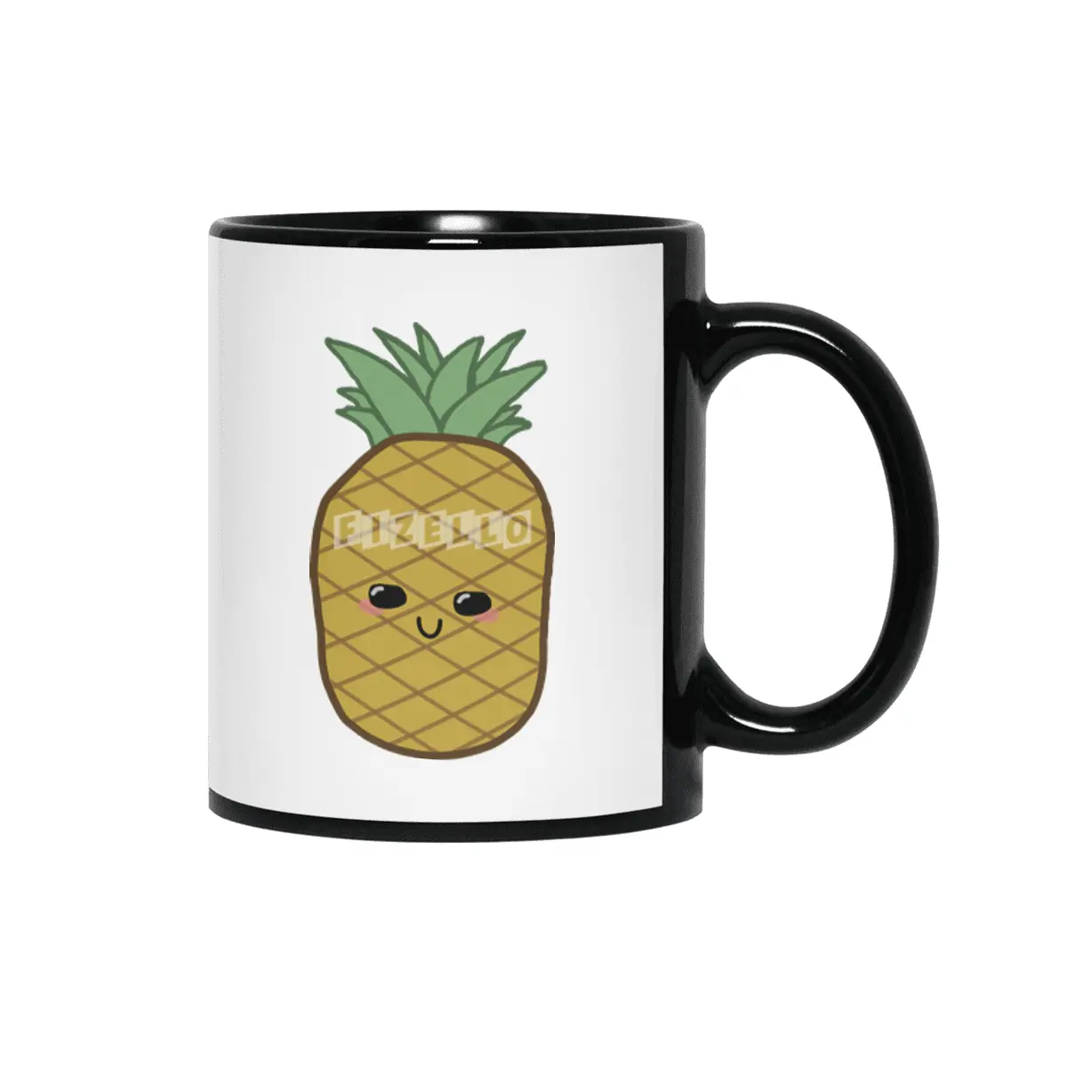 Kawaii Pineapple Siyah Kupa