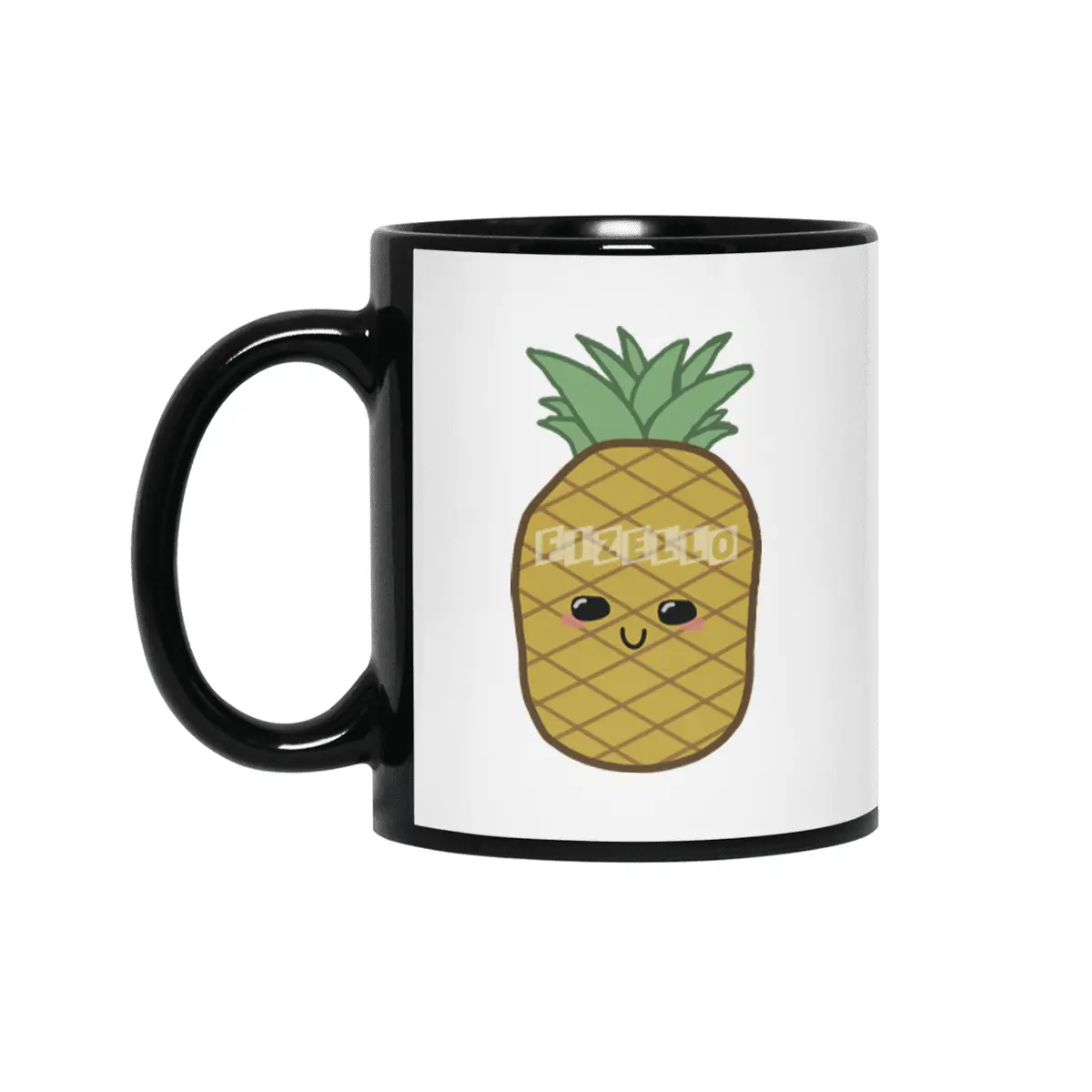 Kawaii Pineapple Siyah Kupa