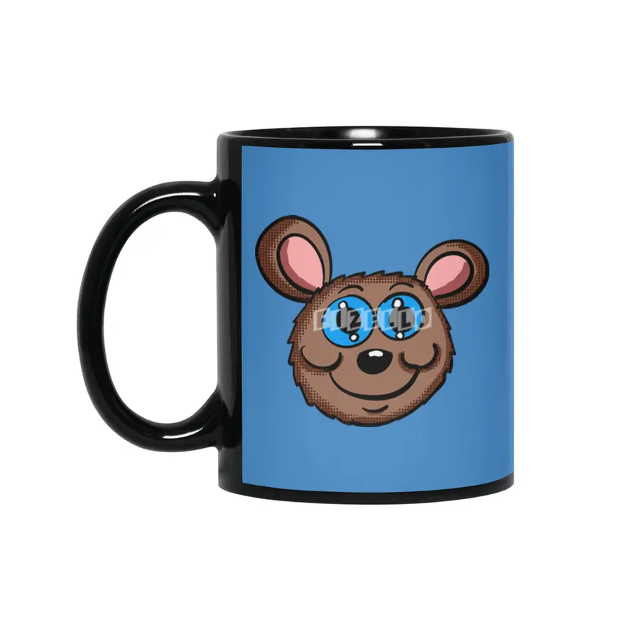 Cartoon Mouse Head Siyah Kupa