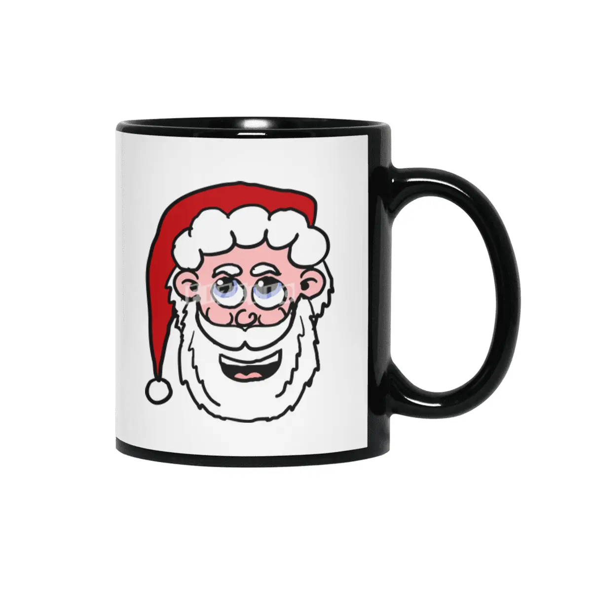 Cartoon Santa Head Siyah Kupa