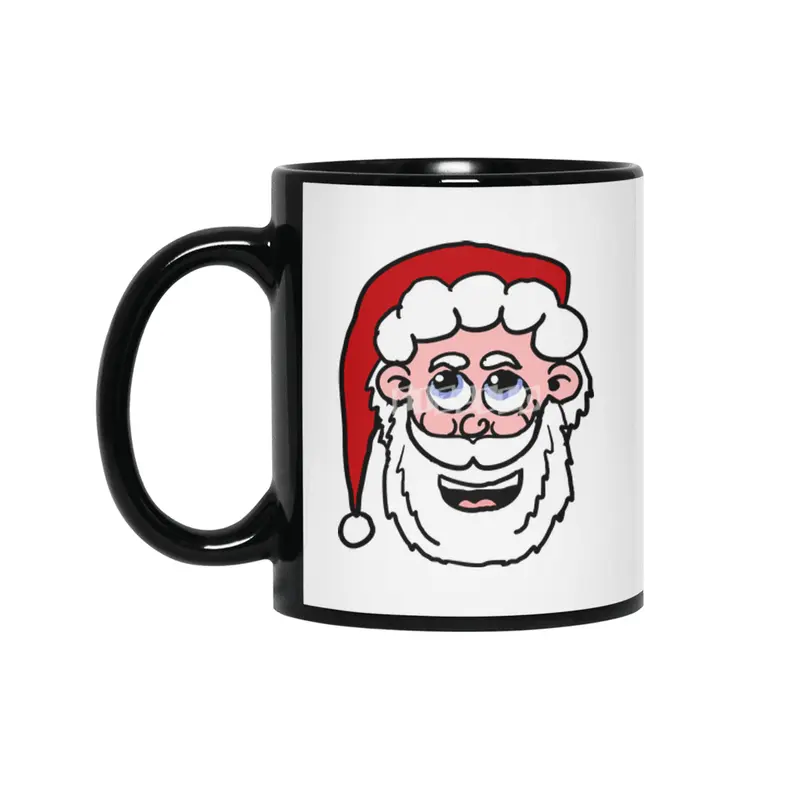 Cartoon Santa Head Siyah Kupa