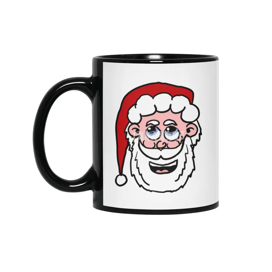 Cartoon Santa Head Siyah Kupa