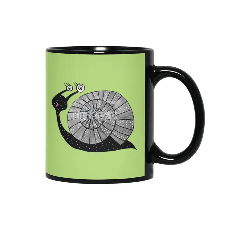 Cute Cartoon Snail Siyah Kupa