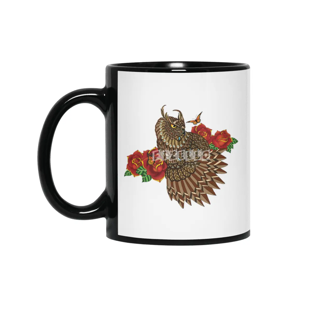 Summer Roses Owl Siyah Kupa