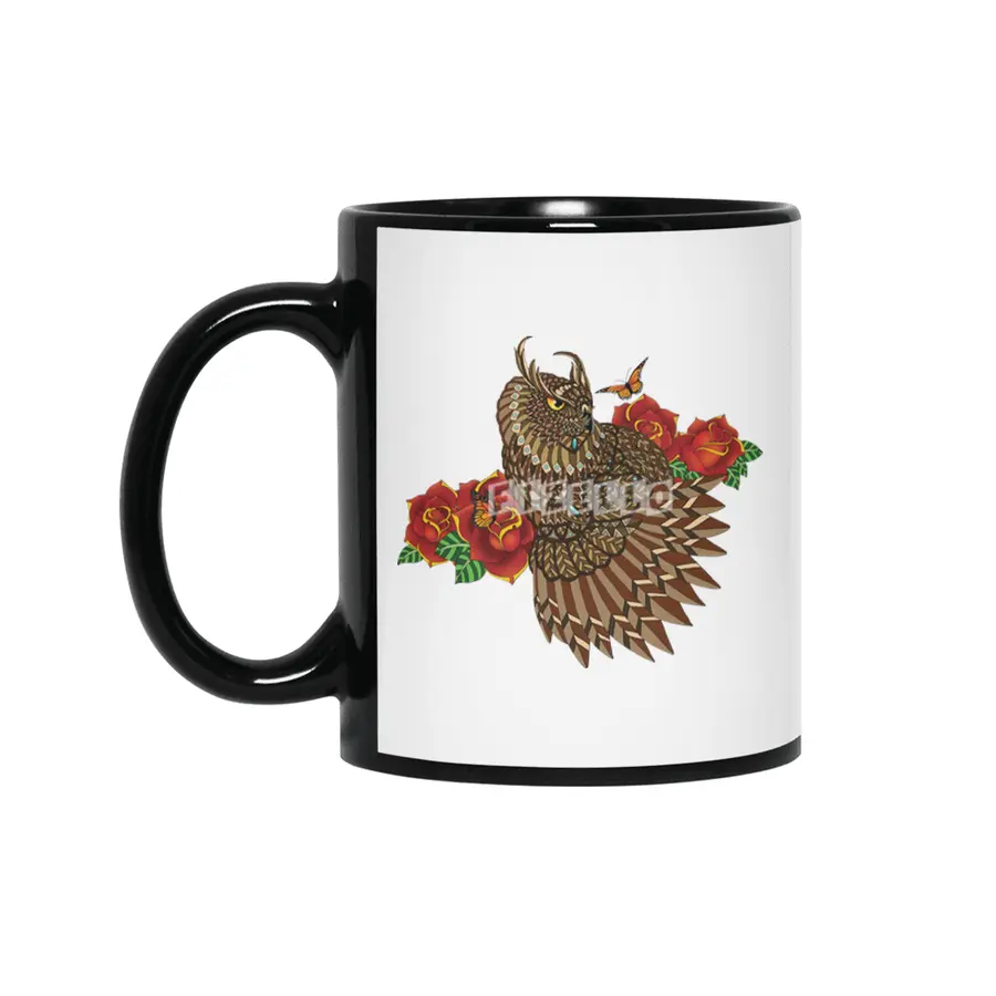 Summer Roses Owl Siyah Kupa