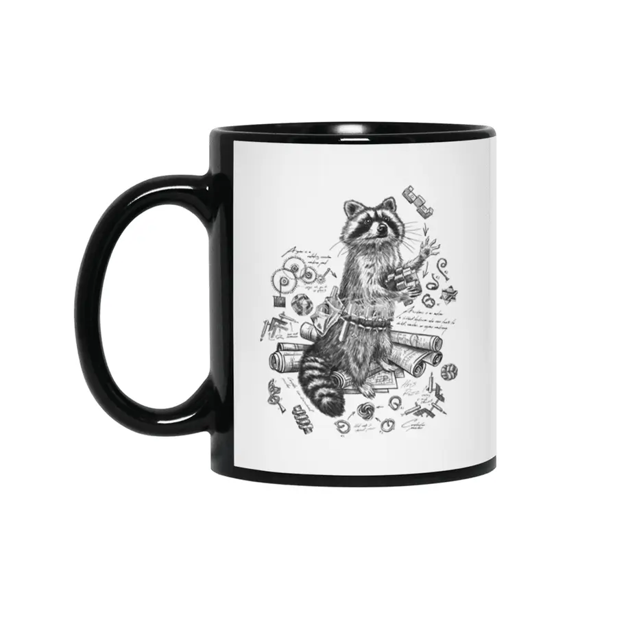 Engineer Raccoon Siyah Kupa