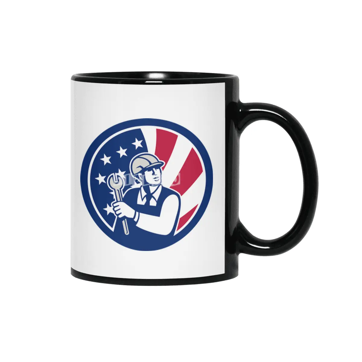 American Engineer USA Flag Icon Siyah Kupa