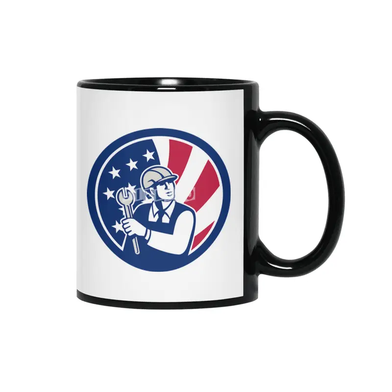 American Engineer USA Flag Icon Siyah Kupa