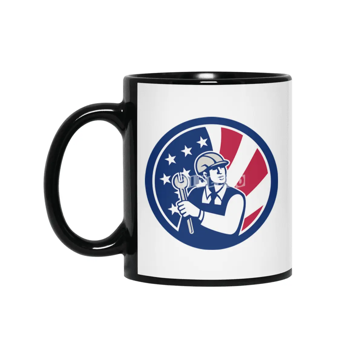 American Engineer USA Flag Icon Siyah Kupa