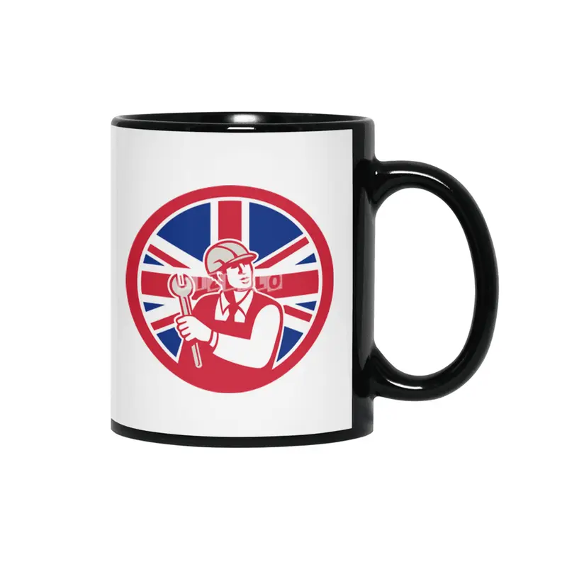 British Engineer Union Jack Flag Icon Siyah Kupa