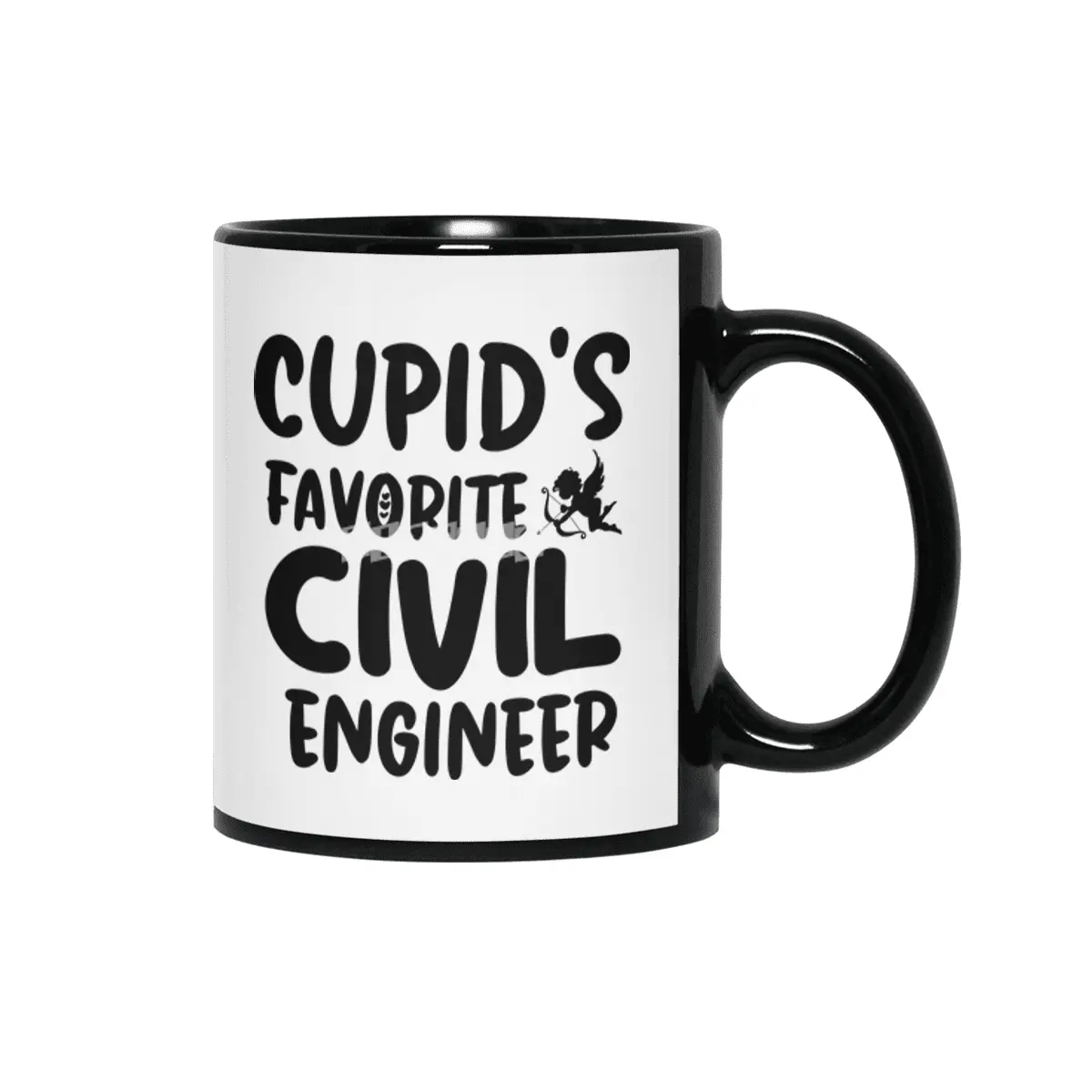 Cupids Favorite Civil Engineer Valentines Day Siyah Kupa