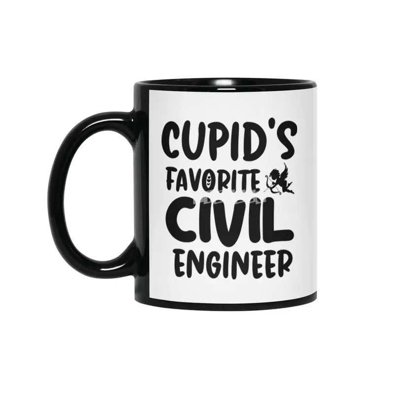 Cupids Favorite Civil Engineer Valentines Day Siyah Kupa