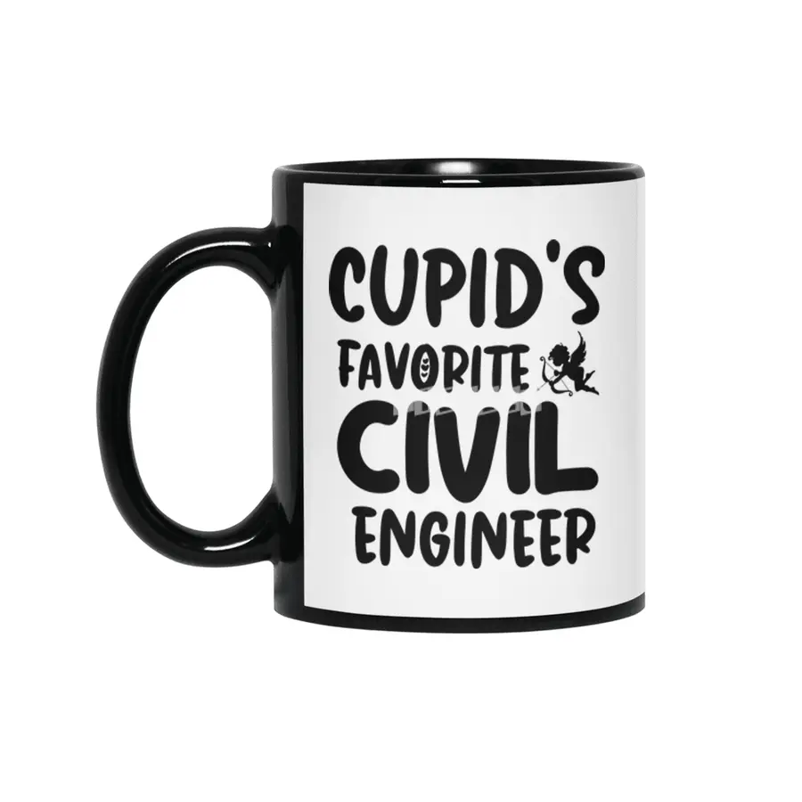 Cupids Favorite Civil Engineer Valentines Day Siyah Kupa