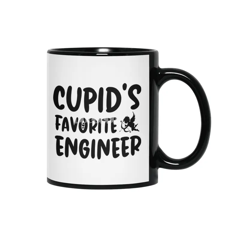 Cupids Favorite Engineer Funny Valentines Day Gift Siyah Kupa
