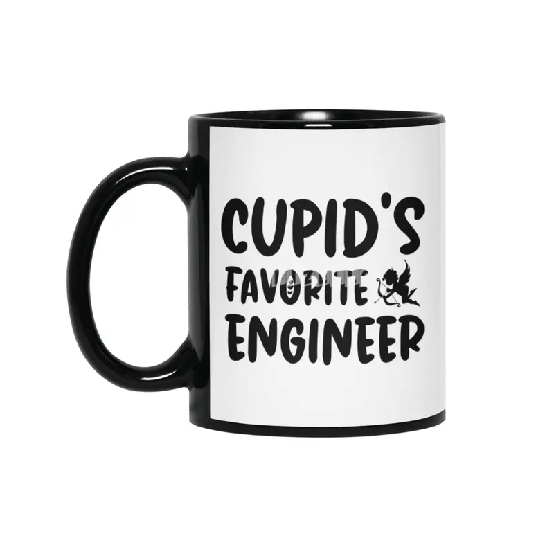 Cupids Favorite Engineer Funny Valentines Day Gift Siyah Kupa