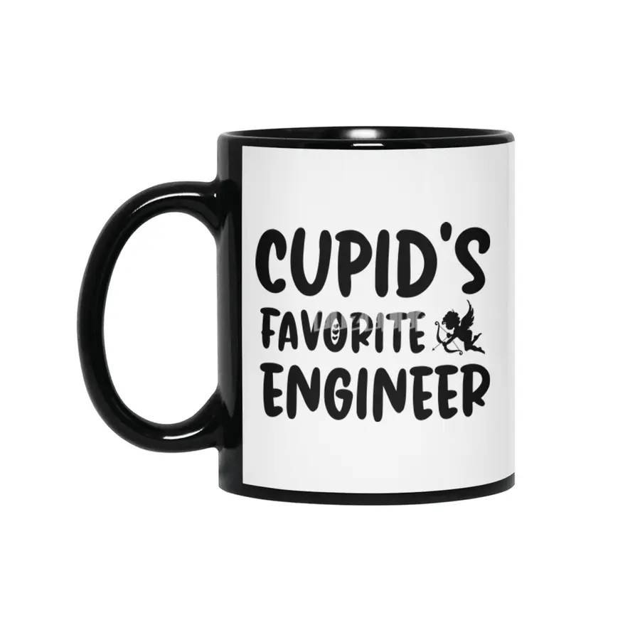 Cupids Favorite Engineer Funny Valentines Day Gift Siyah Kupa