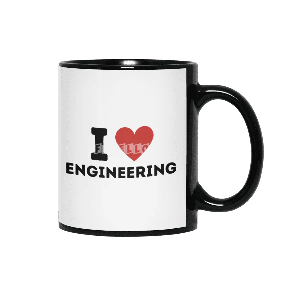 I Love Engineering Simple Heart Design Siyah Kupa