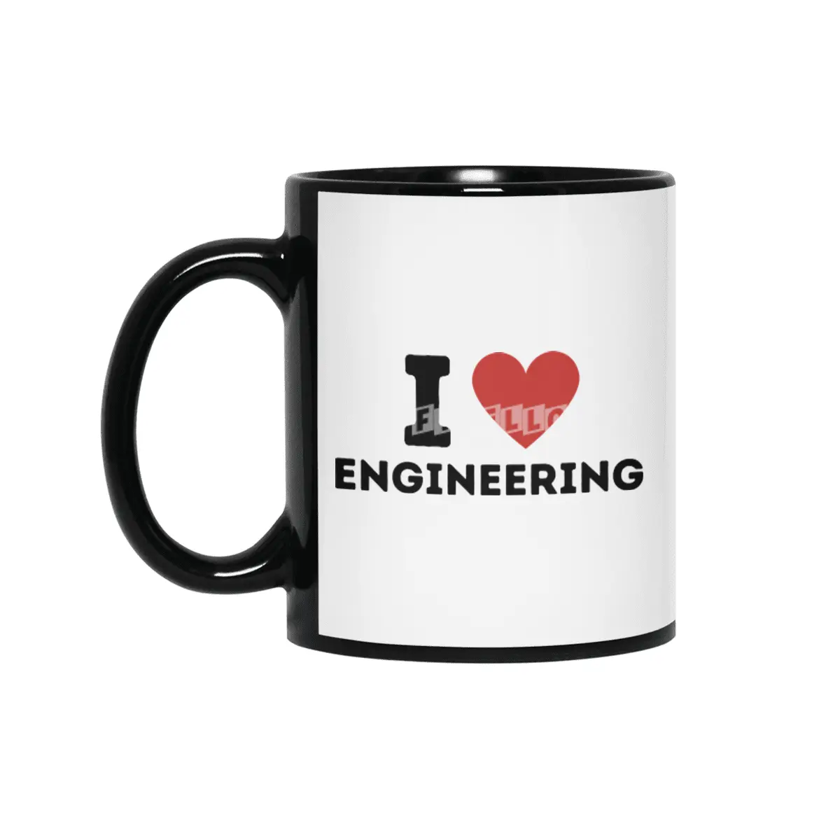 I Love Engineering Simple Heart Design Siyah Kupa