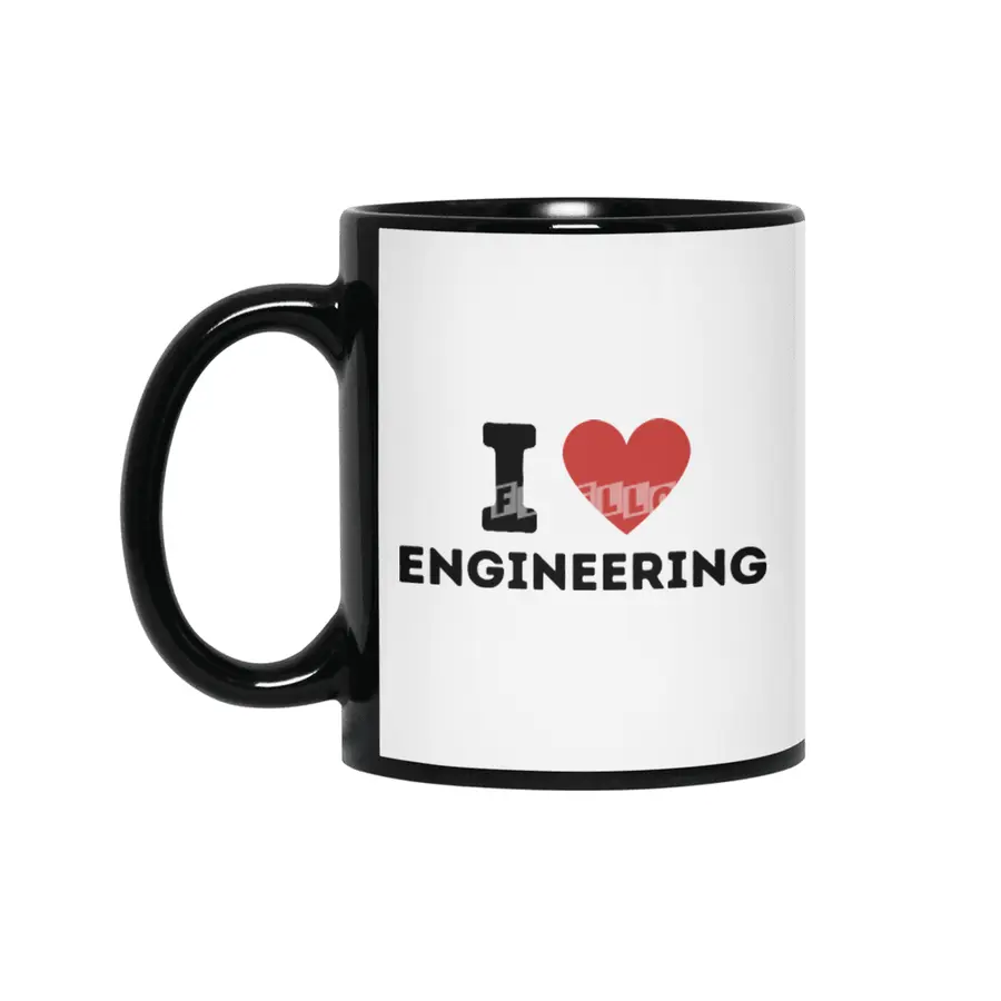 I Love Engineering Simple Heart Design Siyah Kupa