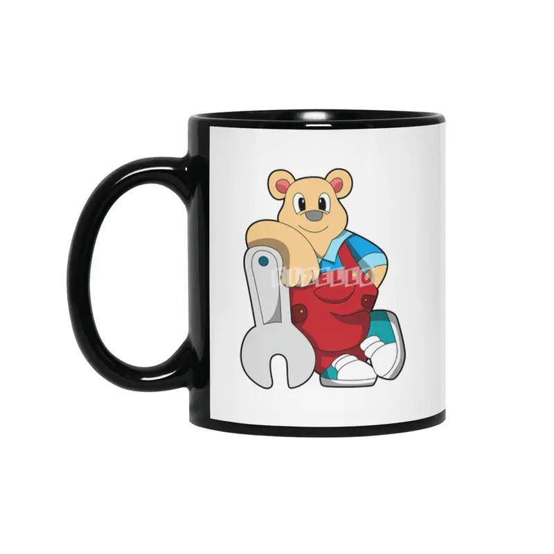 Bear as Mechatronics engineer with Wrench Siyah Kupa