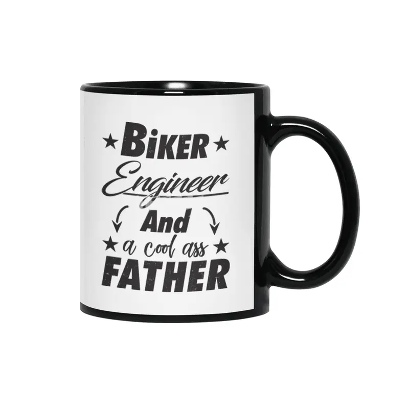 Biker Engineer Father Siyah Kupa