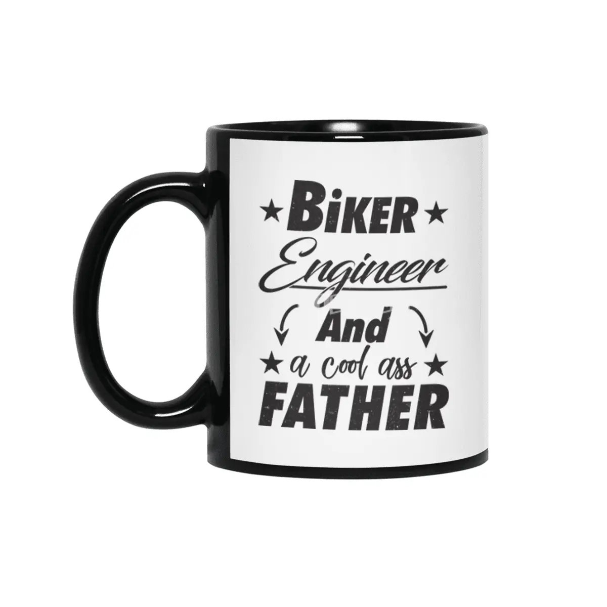 Biker Engineer Father Siyah Kupa