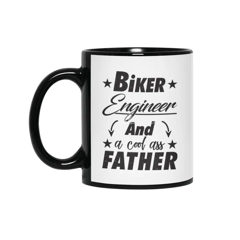 Biker Engineer Father Siyah Kupa