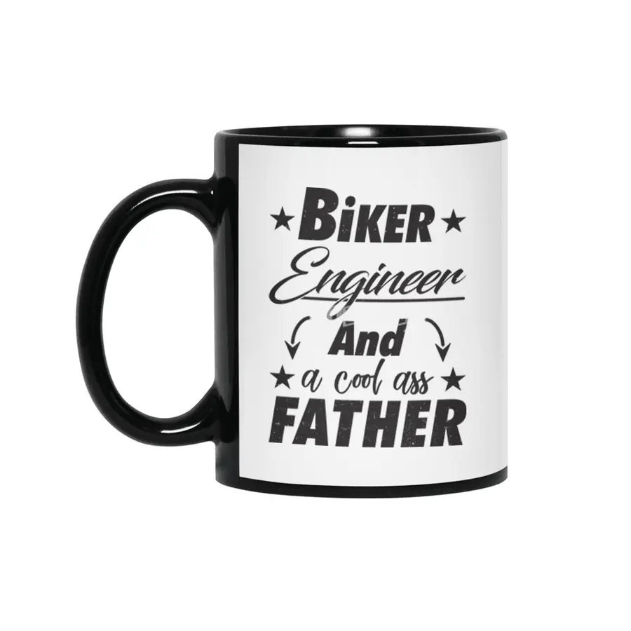 Biker Engineer Father Siyah Kupa