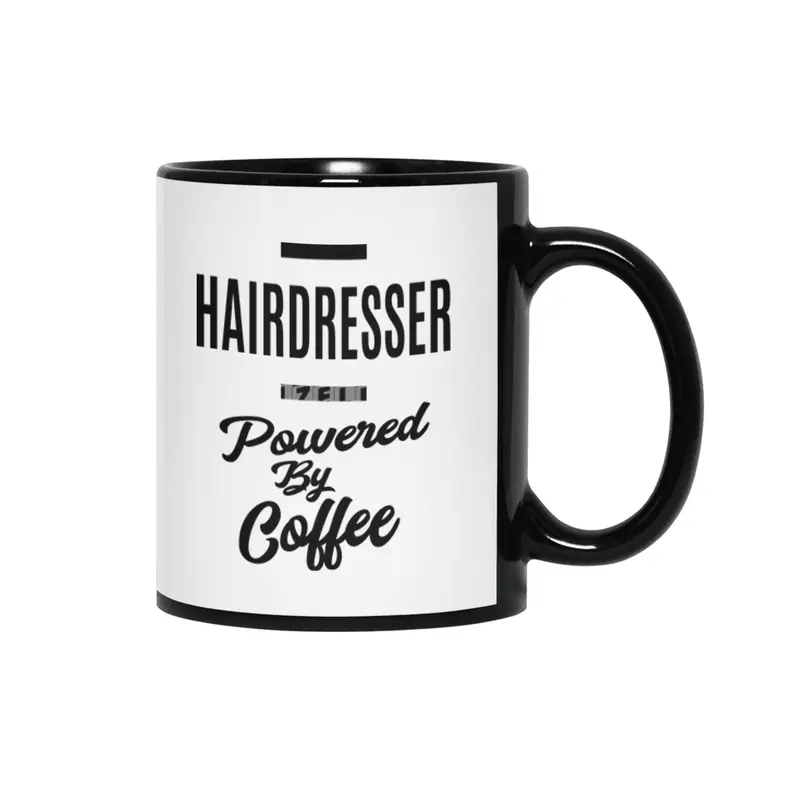 Hairdresser Job Title Hairdresser Powered By Coffee Gift Siyah Kupa