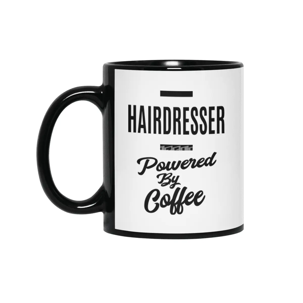 Hairdresser Job Title Hairdresser Powered By Coffee Gift Siyah Kupa