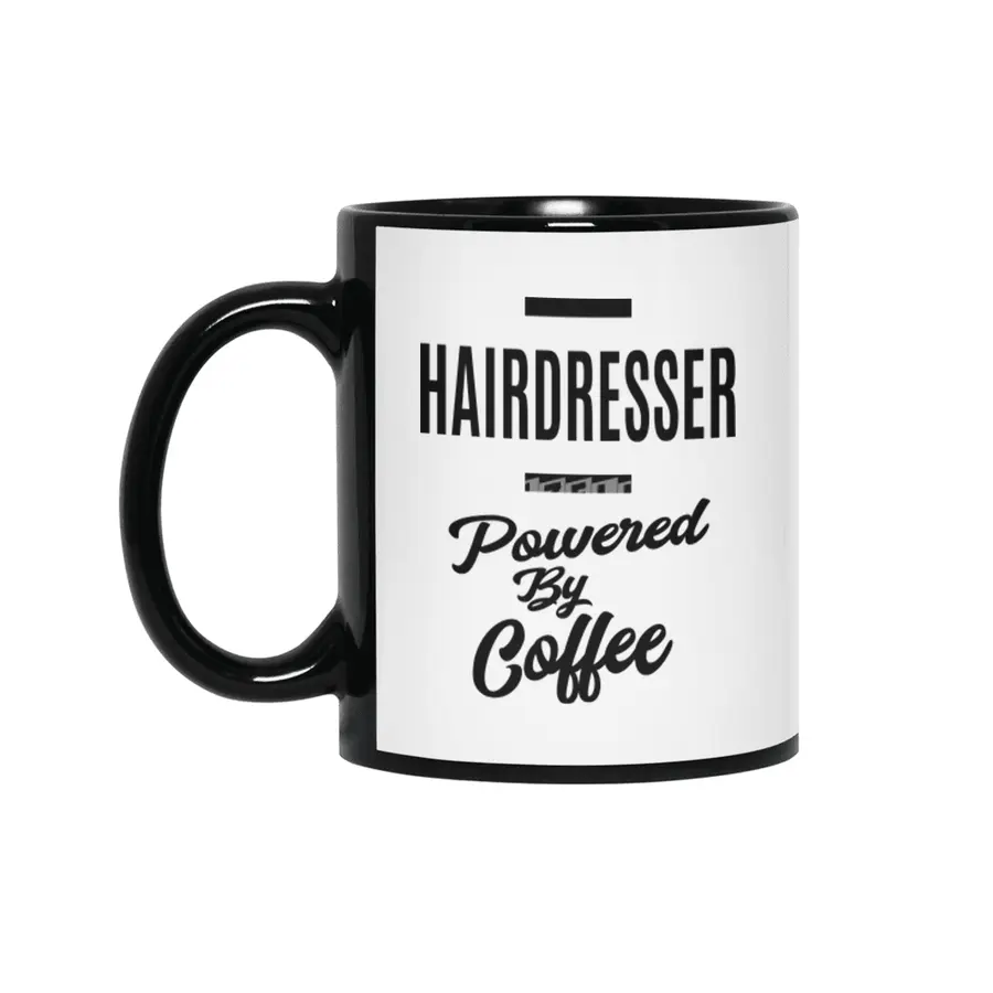 Hairdresser Job Title Hairdresser Powered By Coffee Gift Siyah Kupa